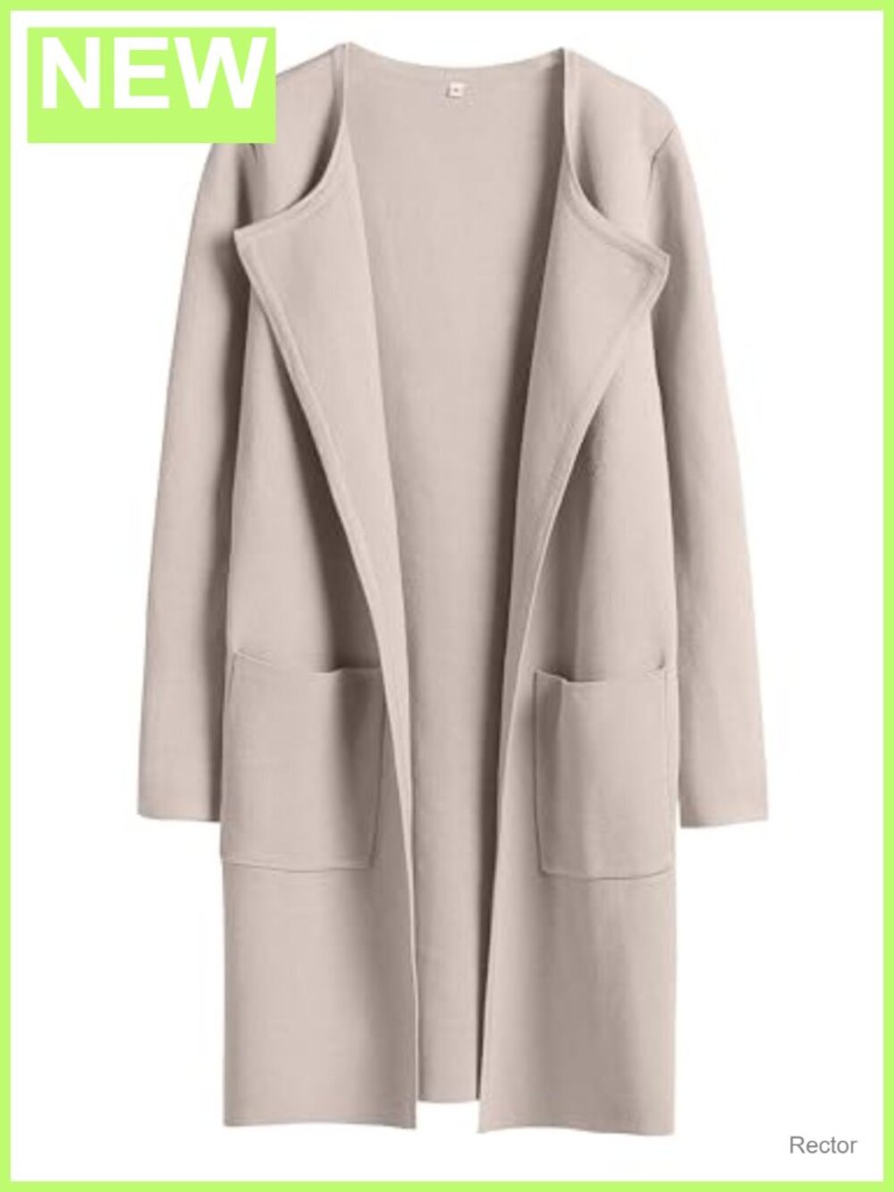 Open Front Mid-Length Cardigan Sweater with Pockets Loose Fit